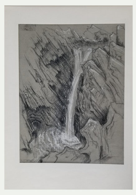 This image has an empty alt attribute; its file name is sphere-of-rocks-and-water-working-sketch-waterfall-437x628.jpg